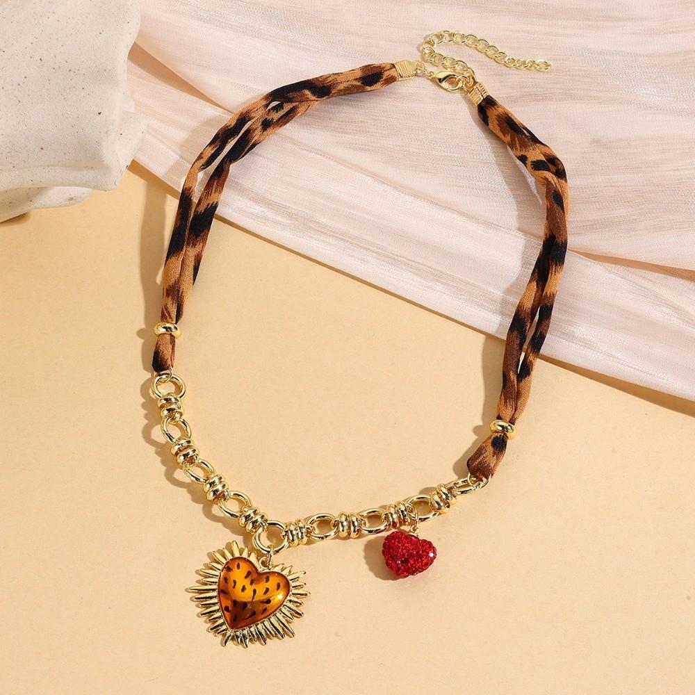 Bohemian Scarf Necklace Heart Charm Scarf Chocker Stackable Jewelry Charm Necklace  Daily