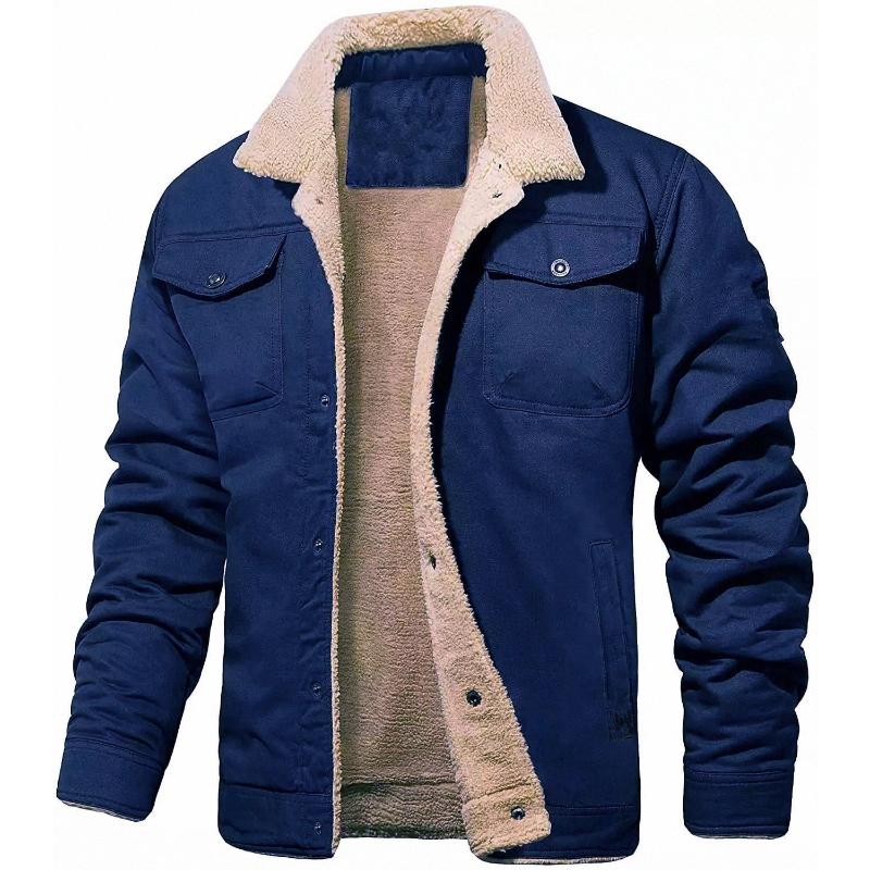 Men's Autumn and Winter Plus Velvet Jacket Cotton Workwear Casual Men's Top Coat