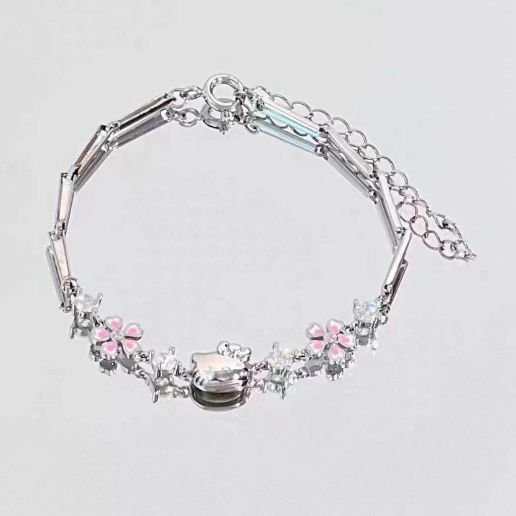 French Dream Flower Garden Zirconia Bracelet - Versatile Sparkly Beaded Accessory for Women & Girls