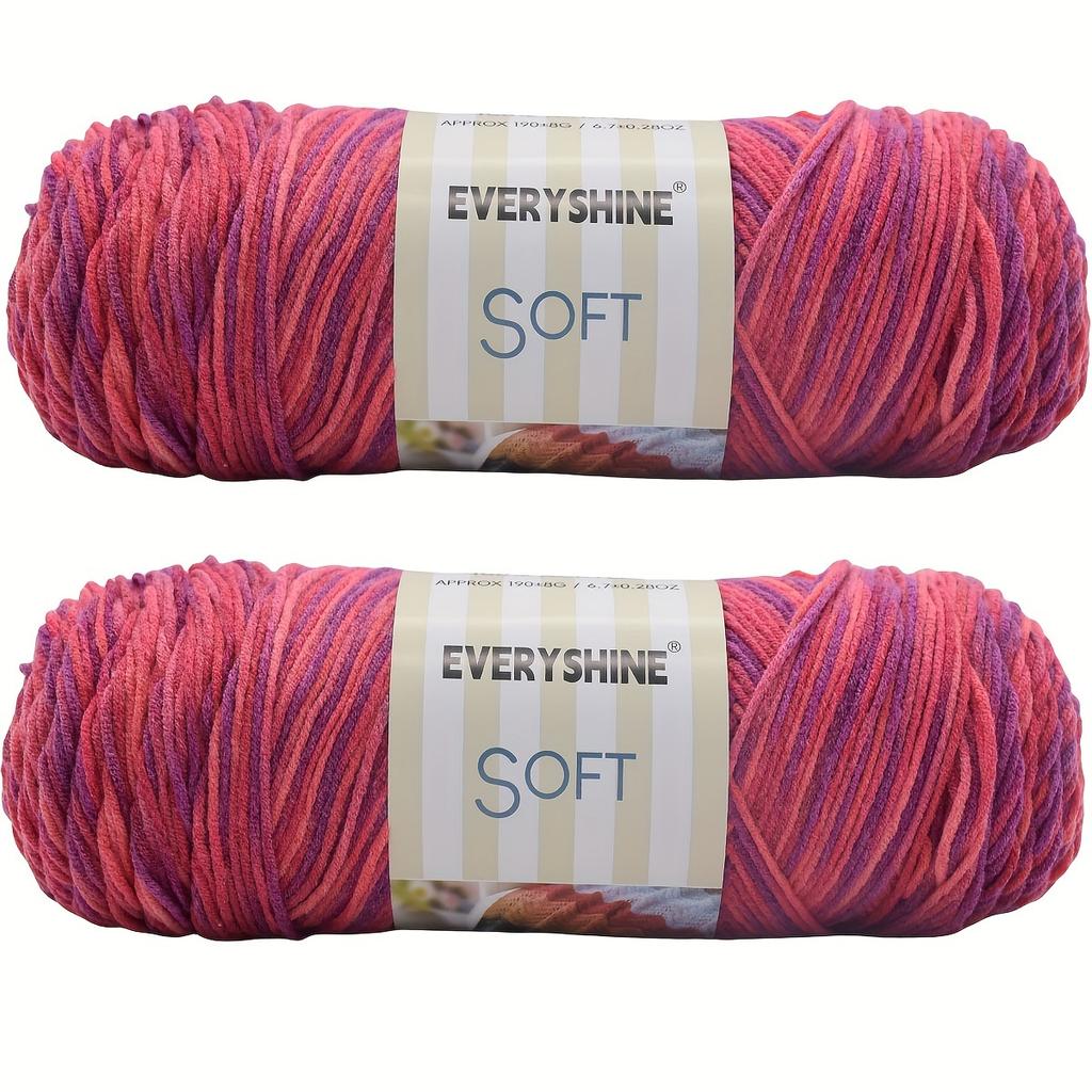 Soft Acrylic Yarn 2-Pack 190 g/pc 5Ply Medium Weight  Multicolor Yarn for Knitting, Crochet & Crafts - Ideal for Sweaters