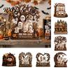 Lightweight Hanging Boards Halloween Ghost Family Wooden Plaque, Pumpkin Couple Tabletop Sign, Wood Table Ornaments Farmhouse Home Ornament for Tiered