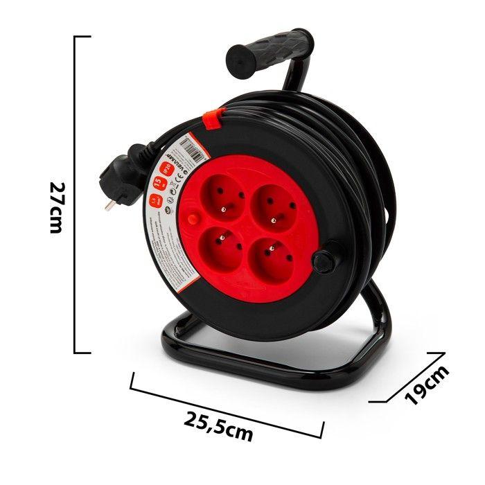 Enrouleur - Enrouleur Bricolage, 4 Prises, 15 Mètres, 3G1.5mm2, NF