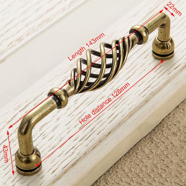 Vintage Antique Bronze Cabinet Handles Hollow Out Birdcage Handles Drawer Knobs Wardrobe Door Pullers Furniture Handle