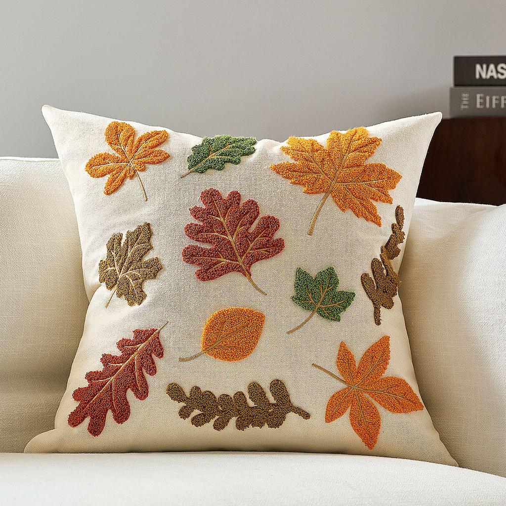 Autumn Maple Leaf Pumpkin Pillowcase for Thanksgiving & Halloween Decor