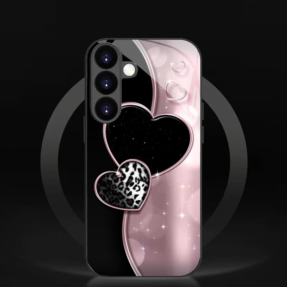 Love design tempered glass phone case suitable for Samsung Galaxy S26 S25 S24 S23 S22 S20 FE/Ultra/Plus anti drop back cover