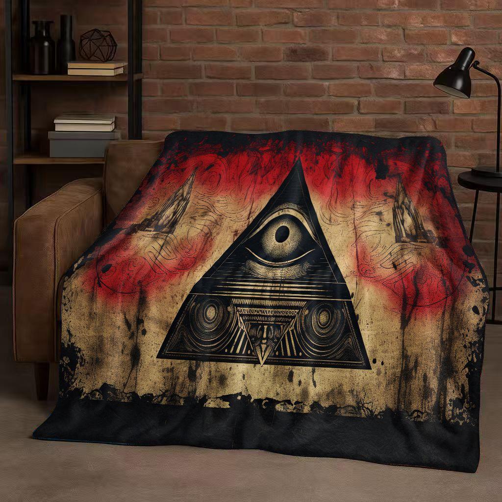 Freemasonry All Seeing Eye Symbol Evil Eye Art Flannel Blanket,Ultra Soft Warm Plush Throw for Home Bedroom Bed Sofa Cover Kids