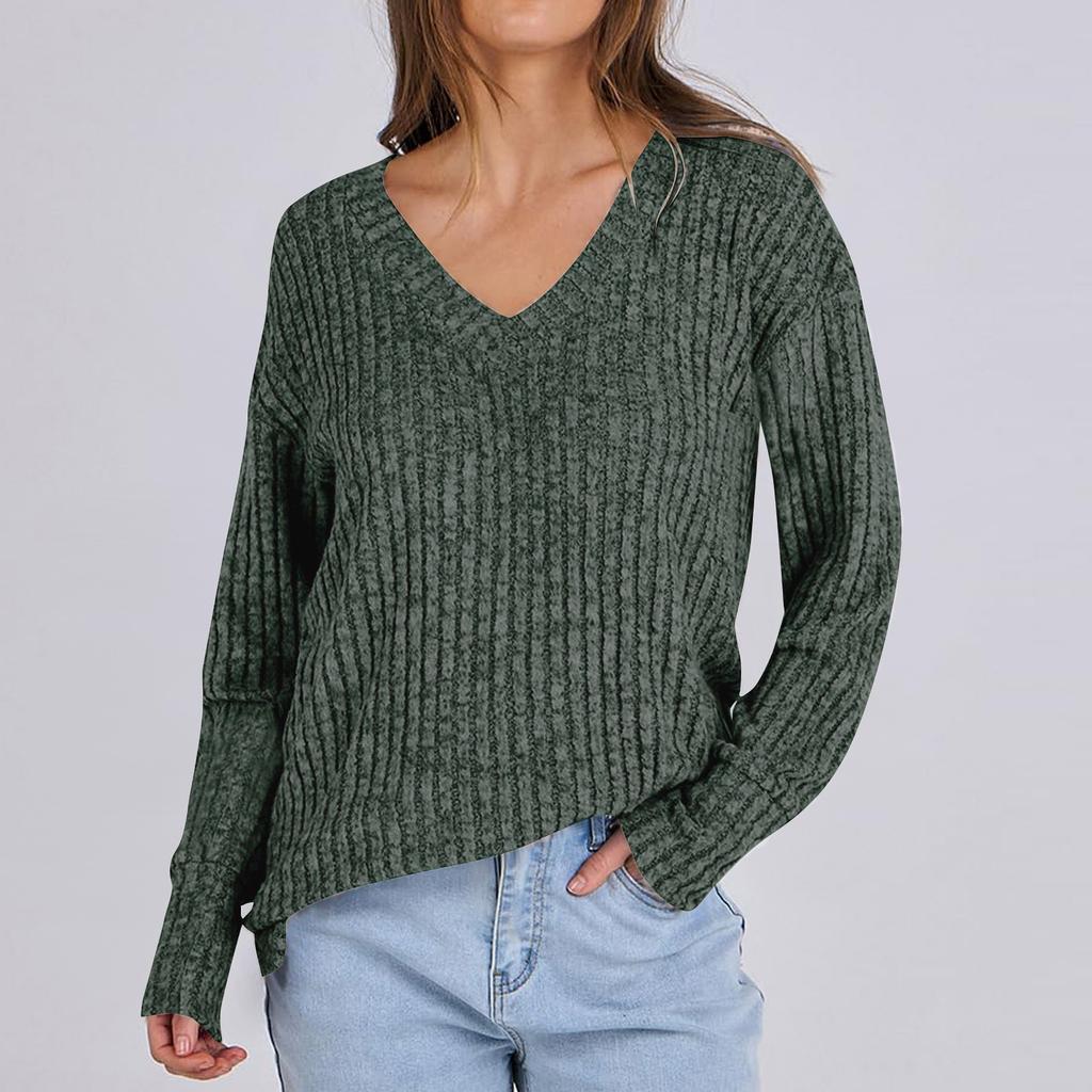 Dámské svetry s výstřihem do V, košile s dlouhým rukávem, volný střih, ležérní, podzimní móda, lehké pulovry, tunikové topy