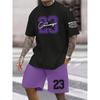 Sommer Herren Kurzarm T-Shirt Shorts 2-teiliges Set Große Größen T-Shirt Kleidung Rundhals T-Shirts Seitentasche Elastische Taille Shorts