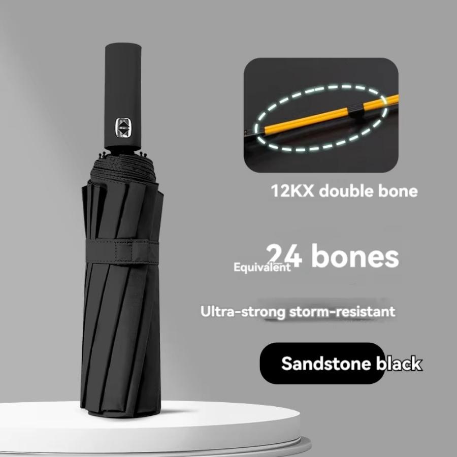 Automatic Folding Vinyl Umbrella, 24 Bones Umbrella Is Strong, Windproof and Rainproof, Large Umbrella for 2 To 3 People Outside