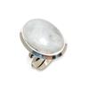 Natural Rainbow Moonstone Adjustable 925 Sterling Silver Ring - Fits US Sizes 6 To 11 - Handmade Boho Jewelry for Women & Men, Gift For Her
