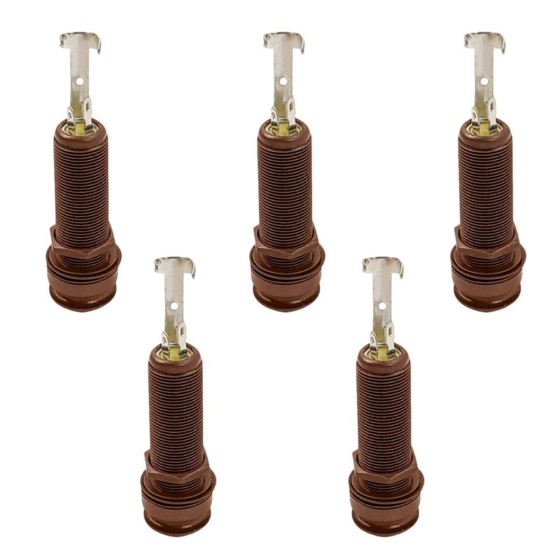 5Pcs Electric Guitar Bass 6.35mm Socket Long Threaded Socket Cylinder Input Output Plug Sockets Guitar Accessories