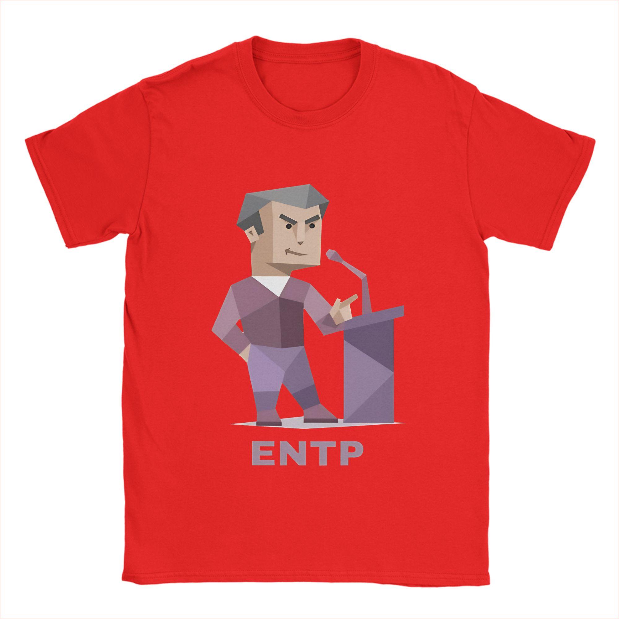 Мужские футболки ENTP, MBTI Хлопковые топы Смешные с коротким рукавом Круглый вырез Футболки Подарочные футболки S