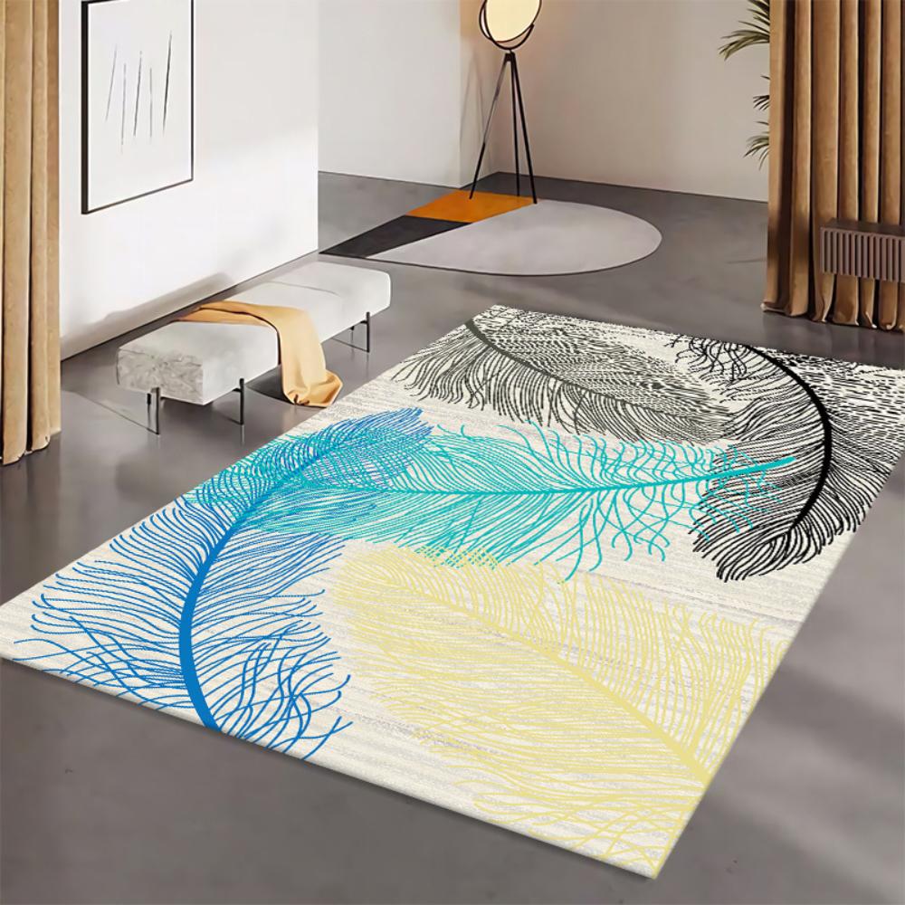 

Скандинавский Легкий Роскошный Ковер для Гостиной с Узором из Перьев и Листьев, Диван, Чайный Столик, Спальня, Прикроватный, Кабинет, Офисный Ковер 80*120cm