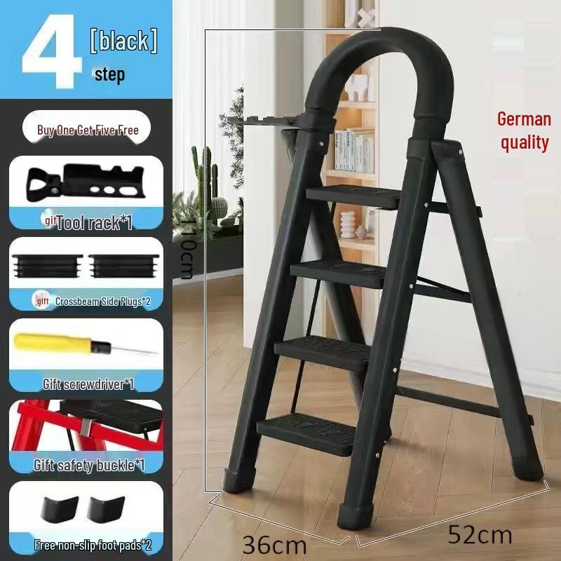 Multi-Functional Carbon Steel Folding A-Frame Telescopic Step Ladder for Indoor Use