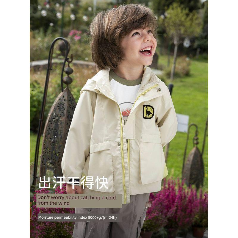 David Bella Kidsren's Waterproof and Breathable Jacket 2026 Spring New Style Boys' Workwear Outdoor Hoodie