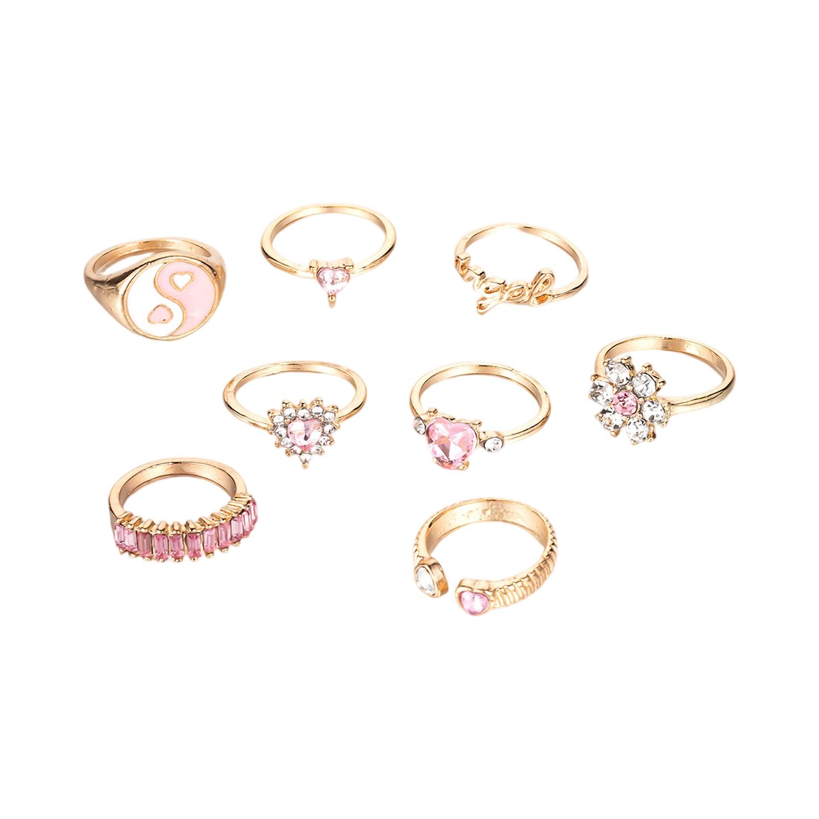 

Модный женский набор из 8 колец - Женское кольцо Металлическое кольцо Глянцевое кольцо Металлическое кольцо Праздничный подарок One Size золотой