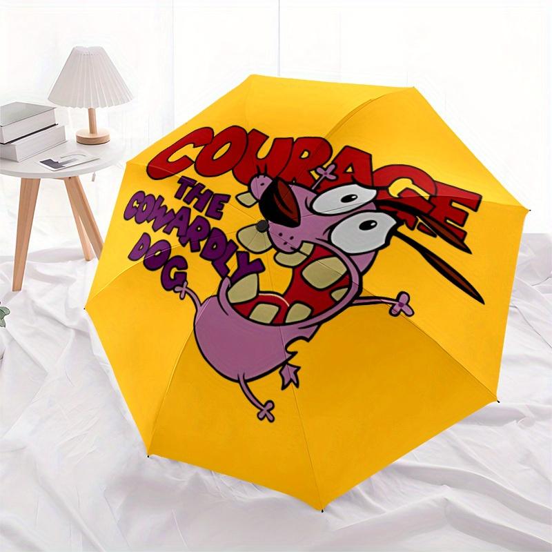 Courage the Cowardly Dog Home Essential Cute Cartoon Umbrella, Portable Folding Umbrella Suitable for All Seasons a0821083