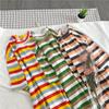 Summer Women's Colorful stripes Casual loose Short Sleeve Female T-shirt y2k Tops Tees Women 90s T-shirts harajuku women t shirt