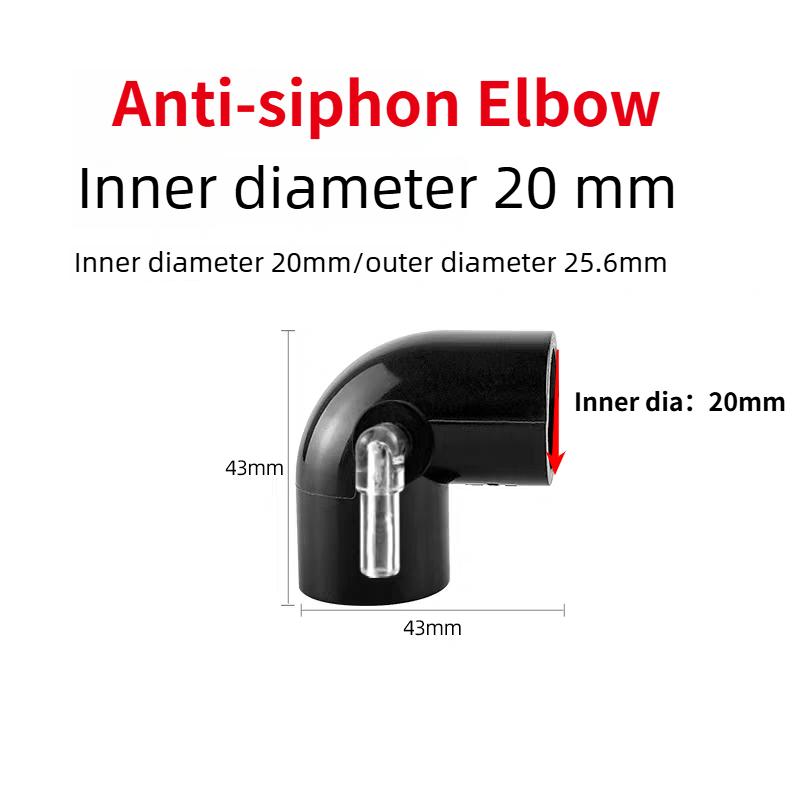 Aquarium Anti-Siphon Elbow Backflow Prevention Fitting for Sump Filter Anti-Overflow Check Valve Elbow to Stop Water Backflow