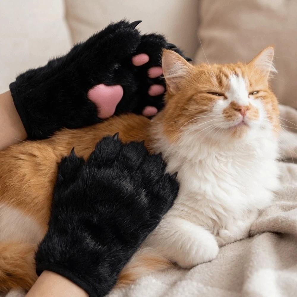 Grube pluszowe rękawiczki łapki kota Futrzane rękawiczki łapki szczeniaka Modne rękawiczki na kostium Cosplay Impreza