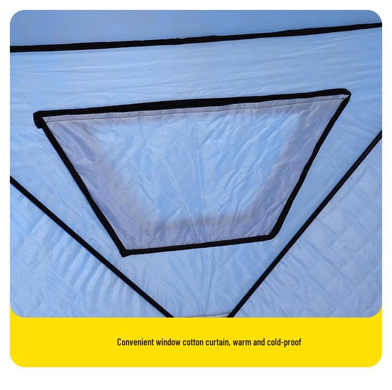Hexagonal Ice Fishing Tent, 3.5m, Cotton Insulated for Cold Protection, Blue, Fits 6-8 People, Ideal for Winter Outdoor Fishing.