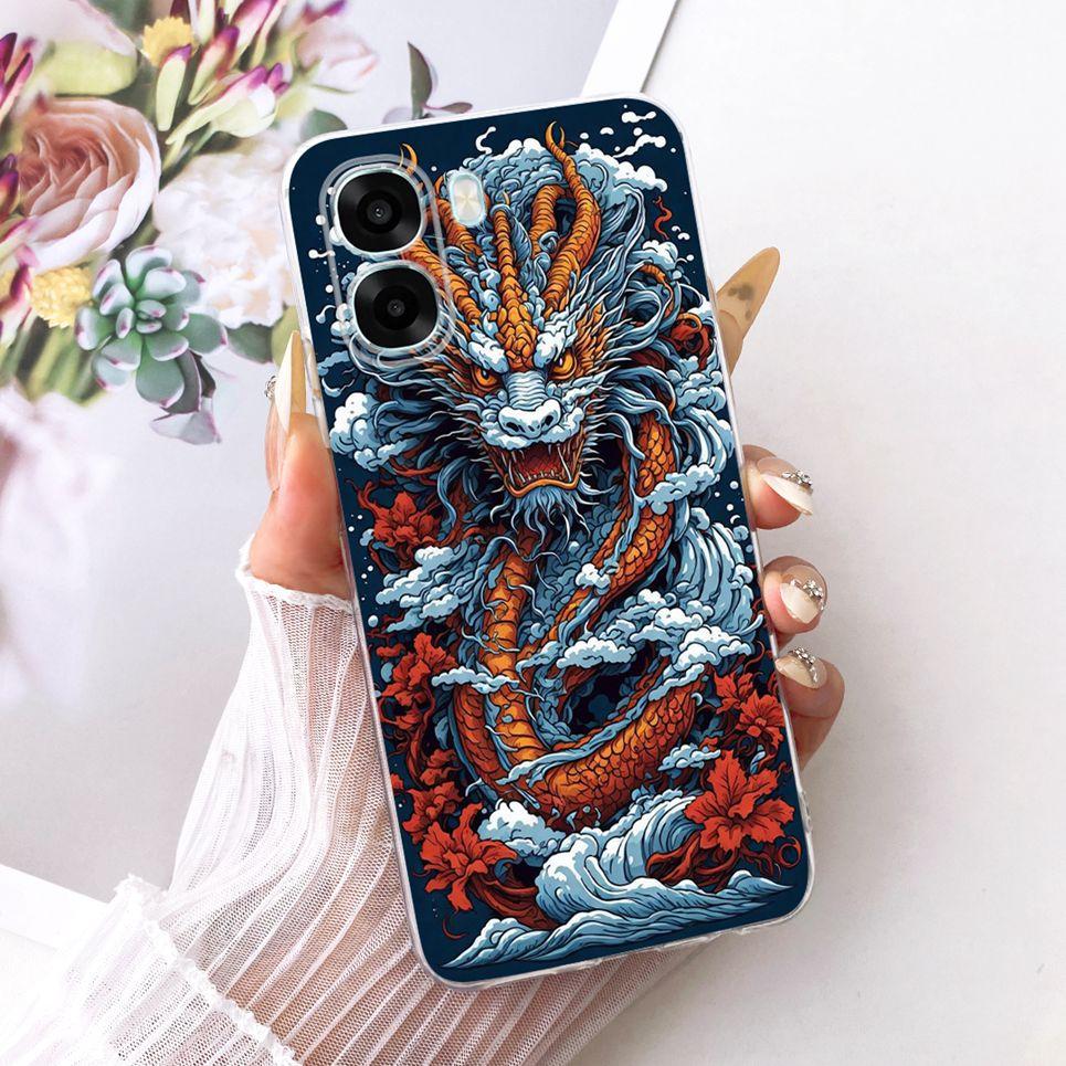 Cartoon Animal Cool Dragon Chinese Loong Painting Casing For Oppo A6x A6t 4G 5G a6x India A6T Pro Phone Case Soft Clear Silicone