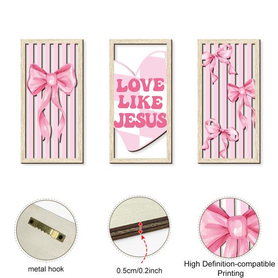 3 Pcs Boho Wood Wall Art Decor Minimalist Plants Geometric Hollow-out Hanging Ornament Abstract Wall Sculptures for Home Living Room Bedroom Kitchen