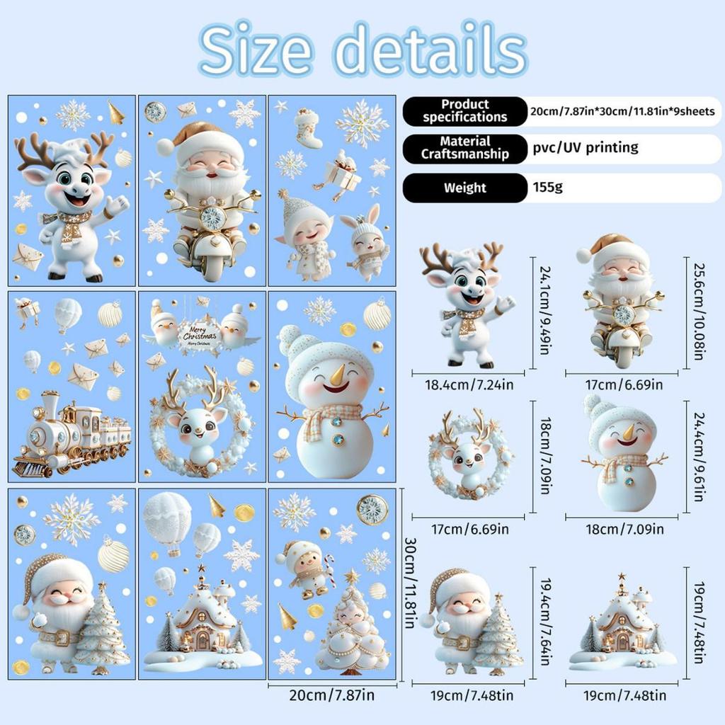Christmas & New Year Glass Window Clings: Festive Static Stickers for Holiday Decoration