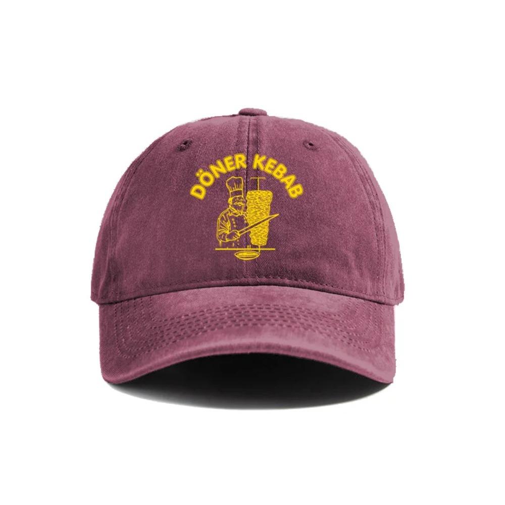 Doner Kebab Hat for Men Women Adjustable Distressed Hats Classic Doner Kebab Washed Baseball Cap