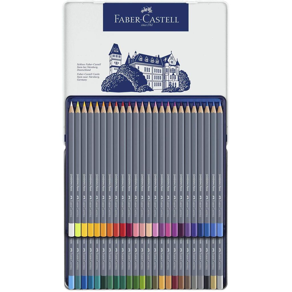 Goldfaber Aqua Watercolor Pencil 48 Colors in a Tin 114648 Faber-Castell Set, Box,