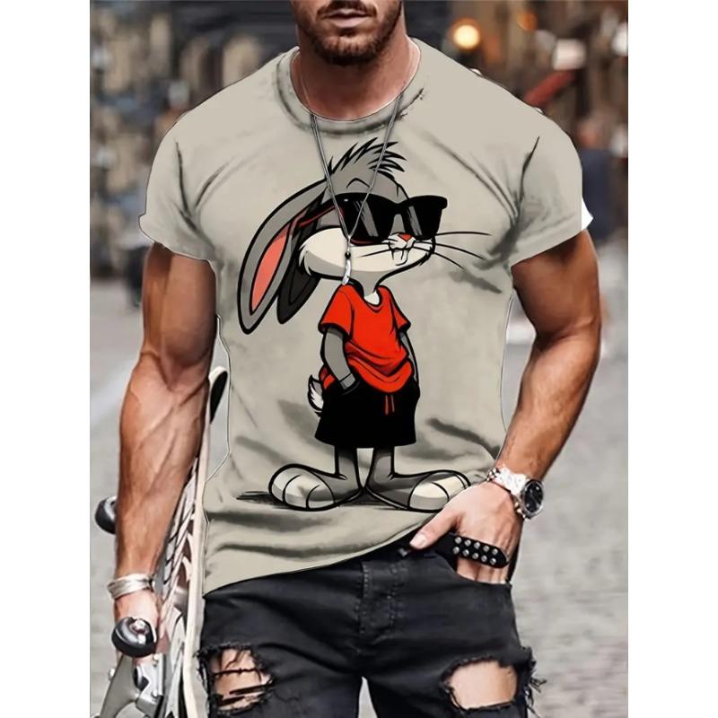 Funny Cartoon Animal Print Men's Fashion Short-sleeved Harajuku Street Fashion Comfortable And Breathable Men's T-shirt