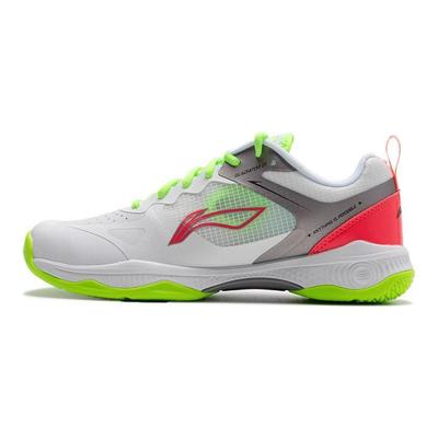 Sapatos de Badminton Li Ning Gladiator Antiderrapantes Resistentes ao Desgaste Confortáveis Cano Baixo Sapatos Unissex Vermelho-Chama-Fluorescente AYZT011-2