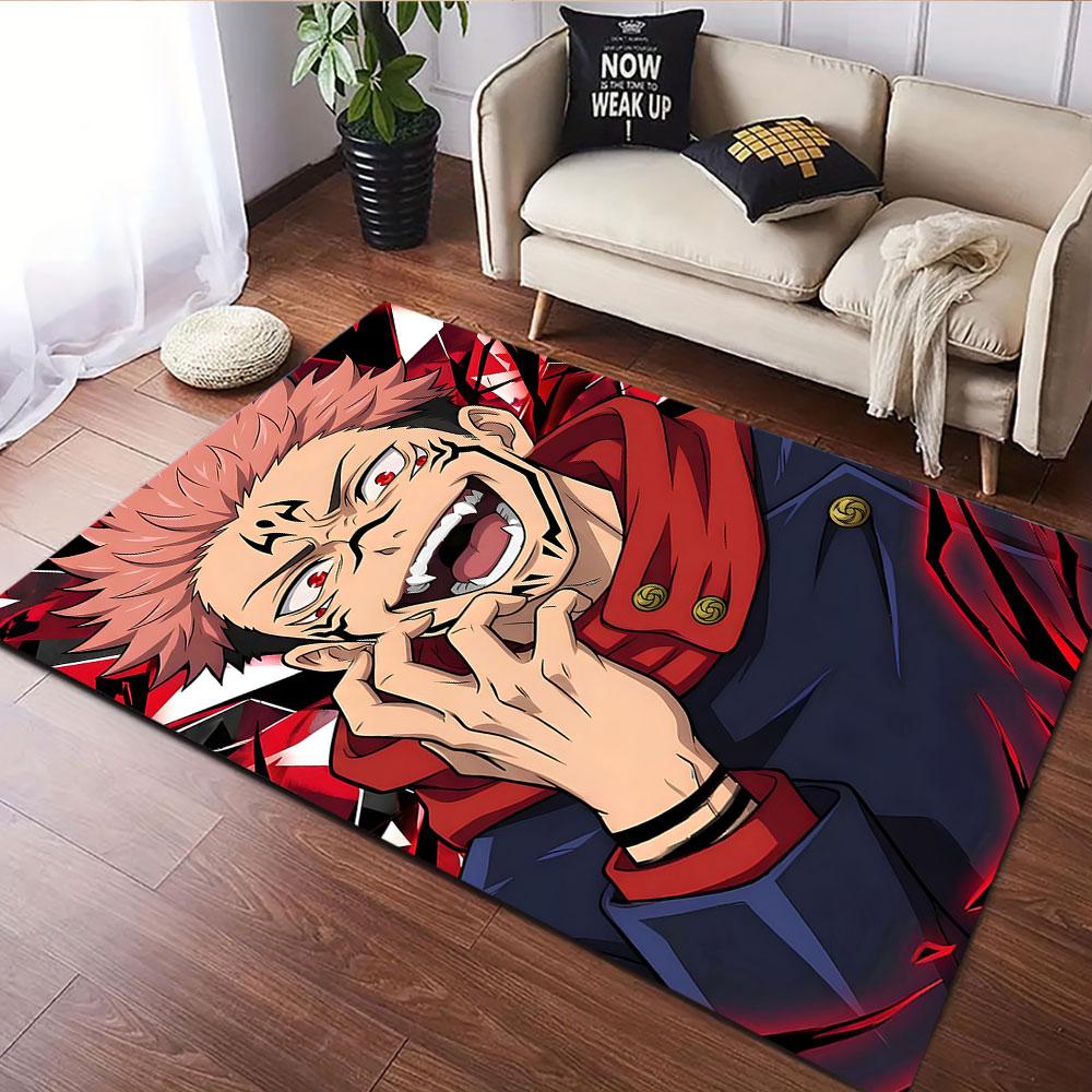 Cursed Anime Character with Red Hair Patterned Carpet, Suitable As a Non Slip Play Mat for the Living Room and Bedroom Sofa