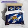 Set Lenzuola Stampato 3 Pezzi FC Real Sociedad Copripiumino Traspirante con Federe Biancheria da Letto Decorativa per Camera da Letto Casa