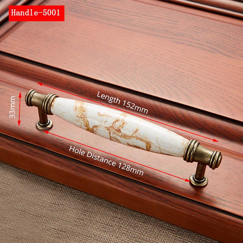 NAIERDI Marble Series Ceramic Cabinet Handles Zinc Alloy Cabinet Pulls Drawer Knobs Wardrobe Door Handles Furniture Handle