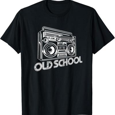 Old School Boombox 80s Rap T Shirt Shirt - Men's Summer Cotton Graphic Tee