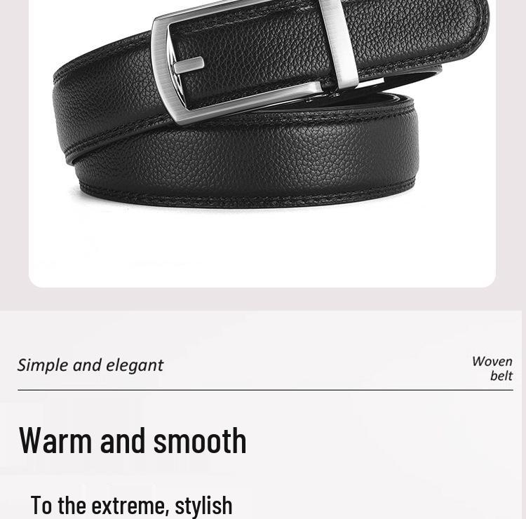 Men's Faux Leather Belt with Automatic Alloy Buckle, Versatile for Suits and Jeans