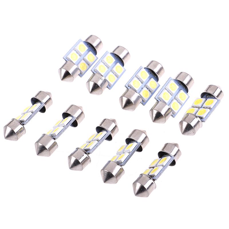 10Pcs 5050 31Mm 4Smd Led White Light Car Interior Dome Festoon Bulbs Dc12V