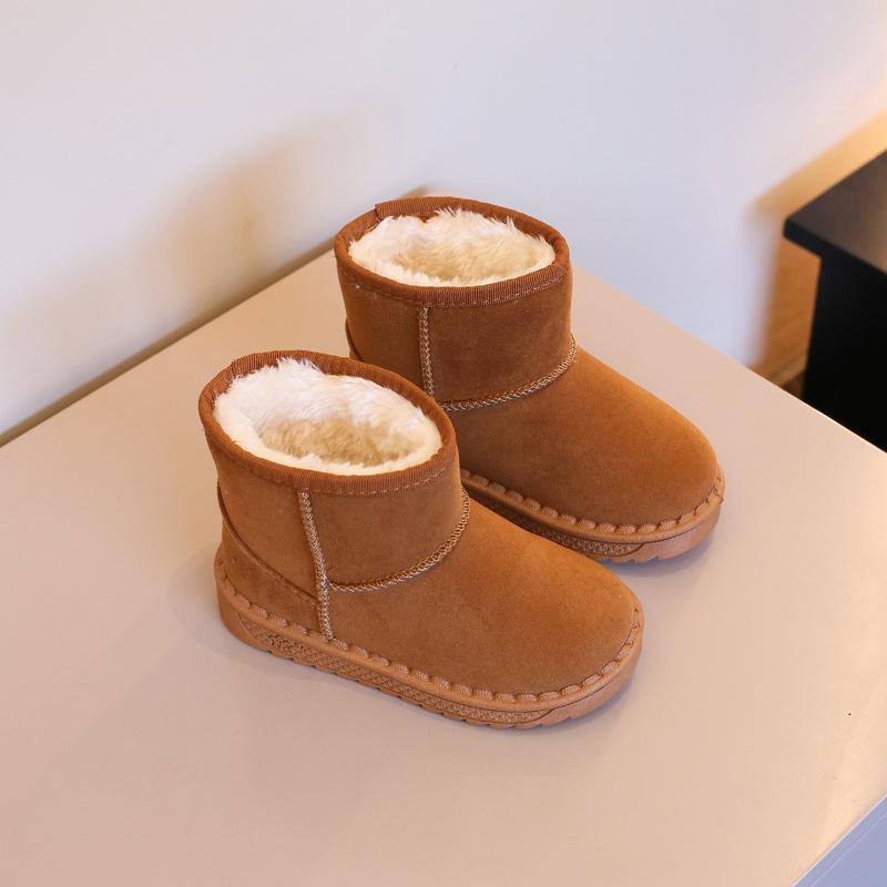 Children's snow boots for boys and girls in winter set of short boots suede cotton shoes plush insulation shoes snow boots