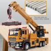 Children Engineering Truck Toy with Light & Sound Effect Flexible Long Arm Retractable Sling Simulation Lifting Crane Truck Model