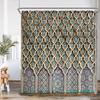 3D Moroccan Vintage Shower Curtain Aged Gate Geometric Pattern Doorway Design Entrance Architectural Oriental Style Bathroom Cur