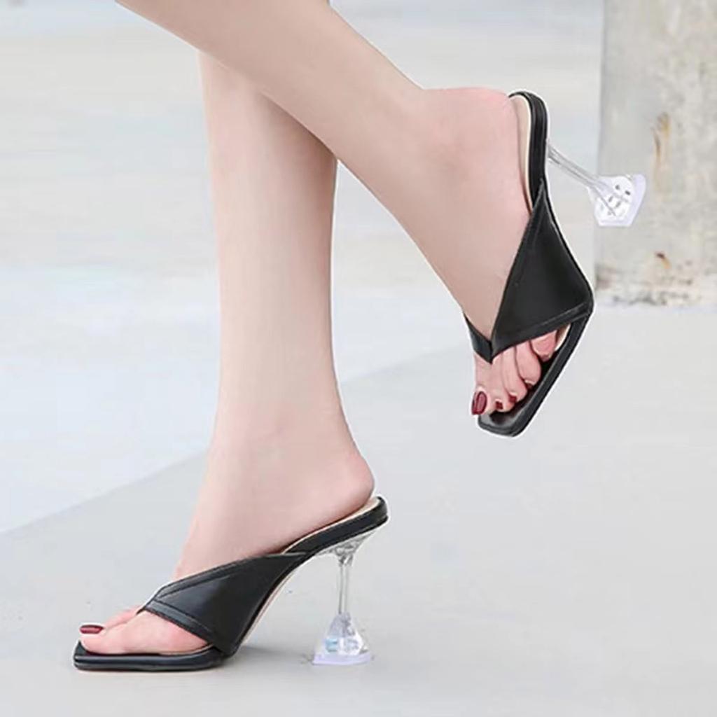 Fashion Women  Herringbone Sexy Slippers Crystal High-Heeled Sandals
