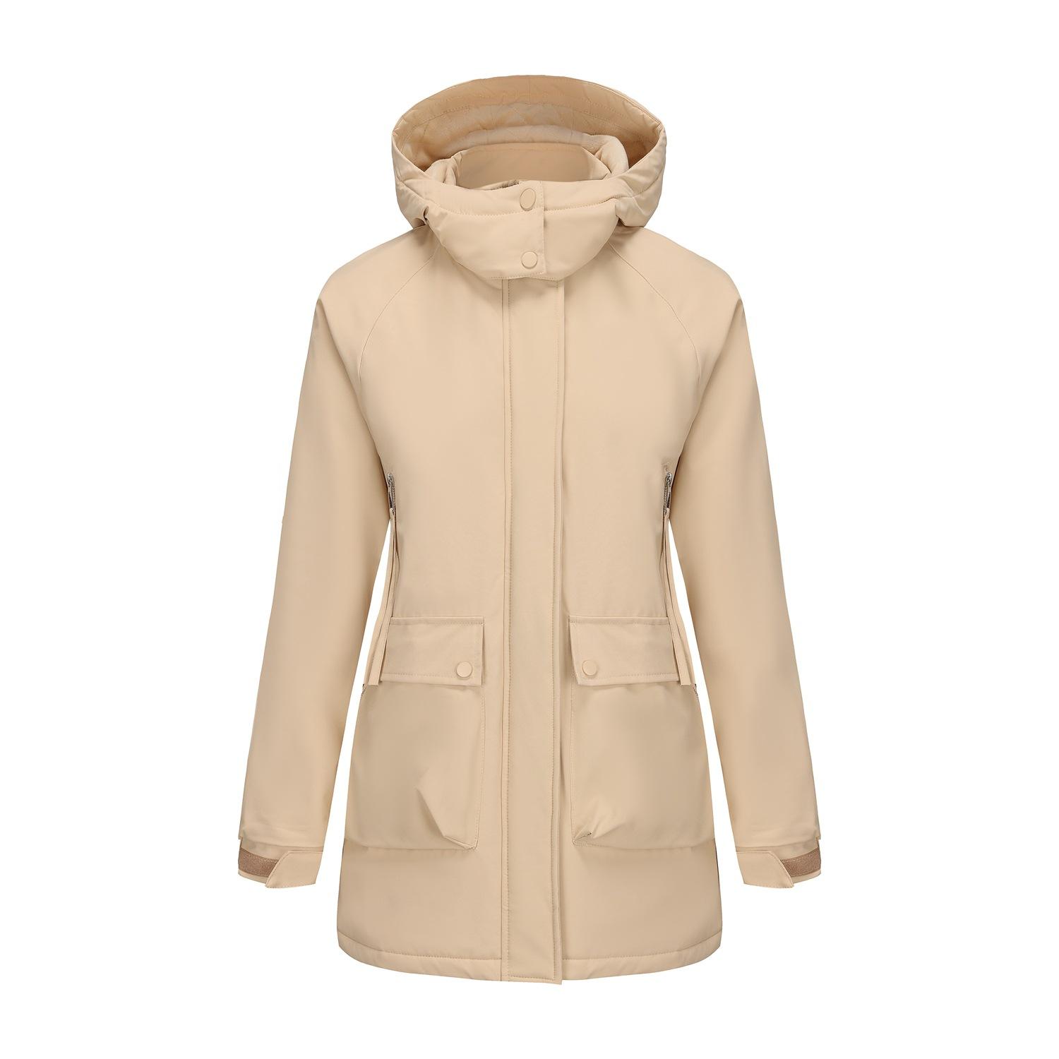 

Hooded Fashion Trend Women s Thickened Warm Mountaineering Windproof Waterproof Fluffy Lightweight Comfortable Long-sleeved Cotton Down Jacket XXXL абрикосовий