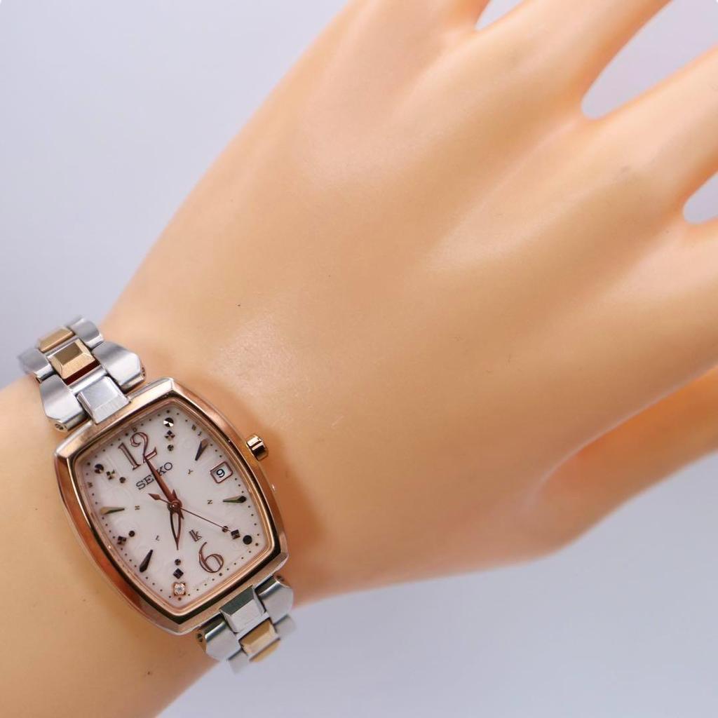 [USED] SEIKO Lucia Date Solar 1P Diamond Women's Watch 1235