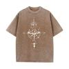 American Vintage Washed T Shirt Compass Mountain Graphic Streetwear Oversized Tee