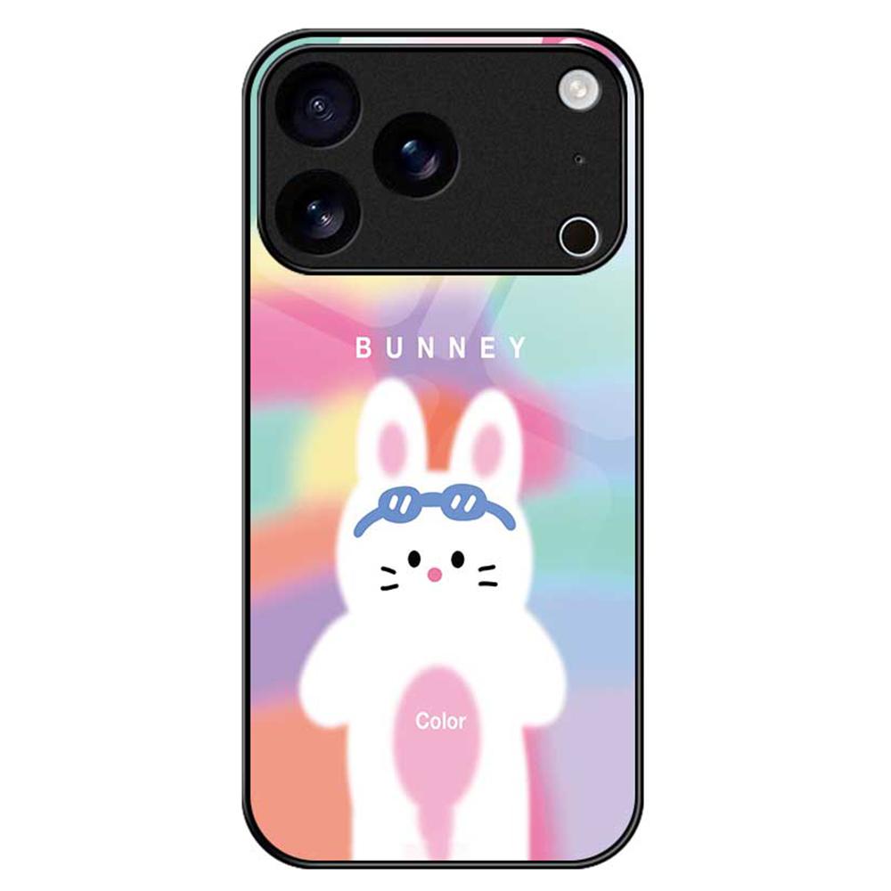 For iPhone 17 Pro Case PC TPU Tempered Glass Pattern Printing Phone Back Cover