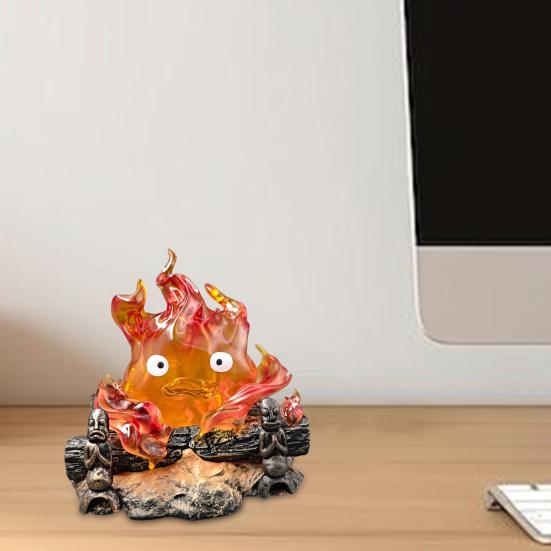 Anime Flame Night Light Collectible Orange Flame Lamp Flickering Flame Effect Bedside Lamp for Bedroom Decor Anime Fans Gift
