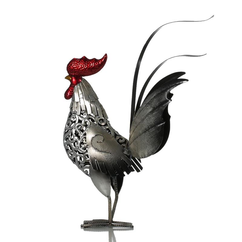 

AD23-Metal Rooster Decor Chicken Statues For Yard Ornaments Yard Chicken Decoration Outdoor Garden Statues серебряный