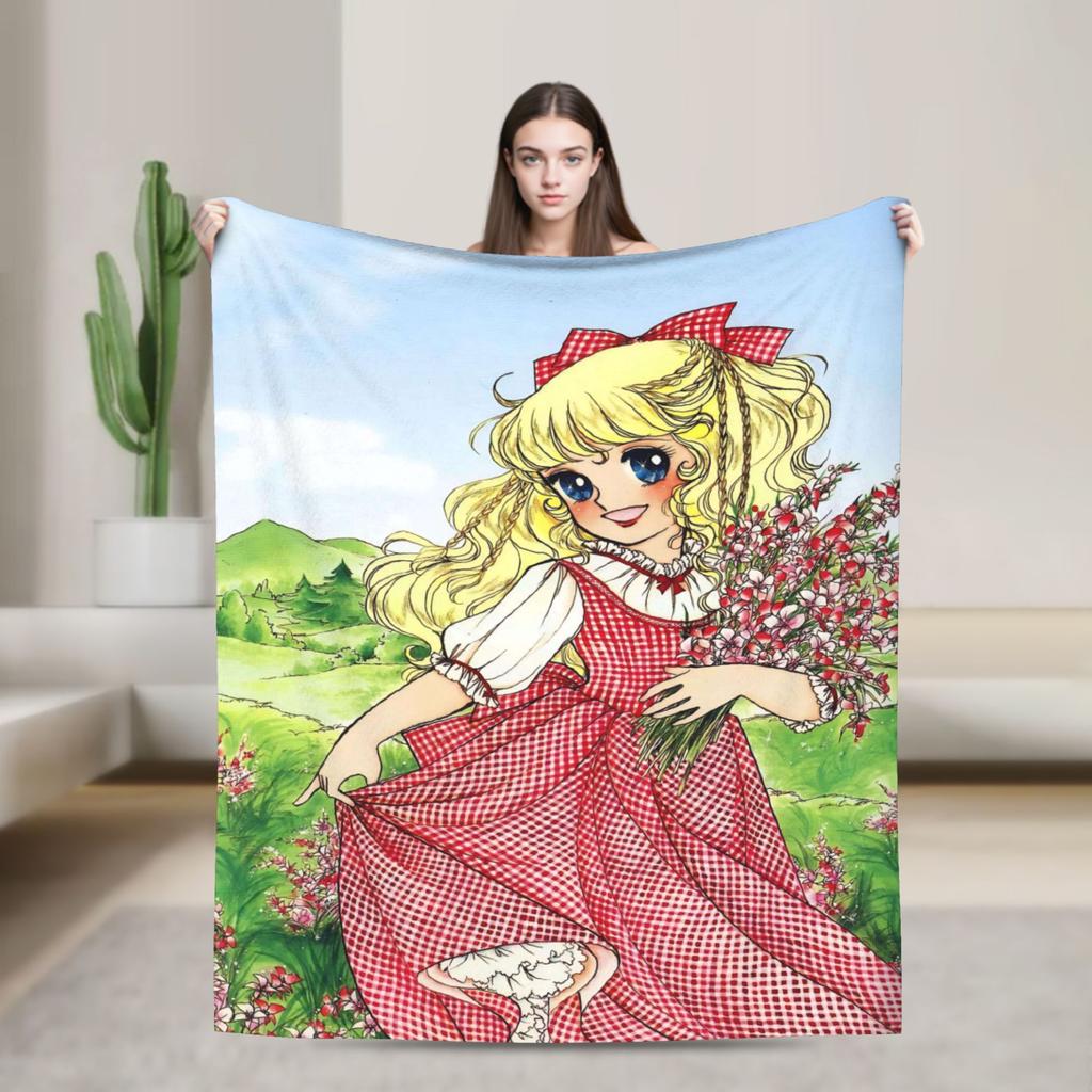 Super Warm BlanketChildren Travel Candy Candy Manga Throw Blanket Flannel Bedspread For Outdoor Novelty Sofa Bed Cover