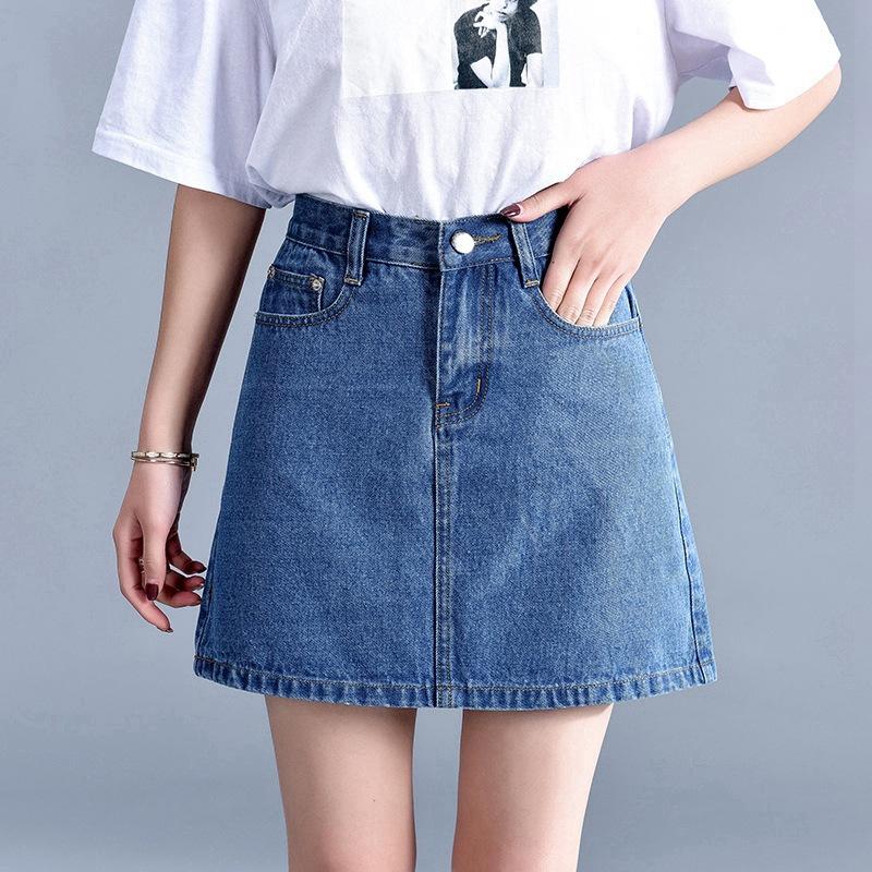 

Уникальная Очаровательная Черная Юбка Юбка А-силуэта с Высокой Талией Универсальная Повседневная Юбка Большие Ярды Пакет Бедра Полубоди Юбка Сын Дамы Летняя Модная Короткая Ковбойская Юбка XXL темно-синий